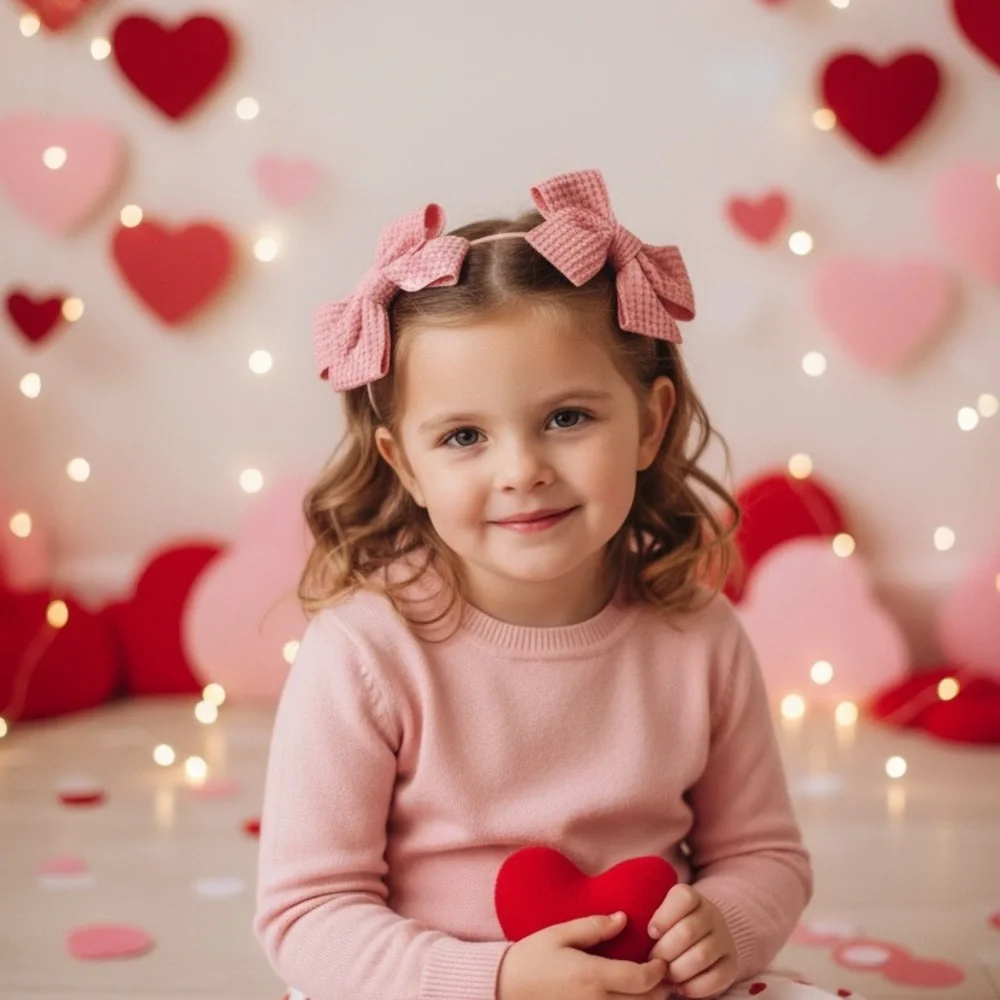 Waffle Mini Pink Hair Bows Set of 2 For kids